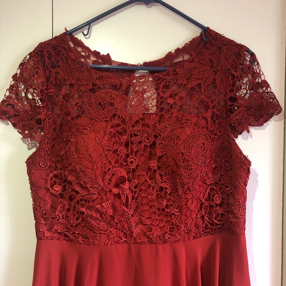 🍁 JJ’s House Burnt Orange Lace Bridesmaid/Prom Dress WITH POCKETS! 🍁